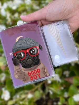 Nurdic Pug Good Boy Desenli Universal Şeffaf Pasaport Kılıfı Model Tüm Ülke Pasaportlarına Uygun