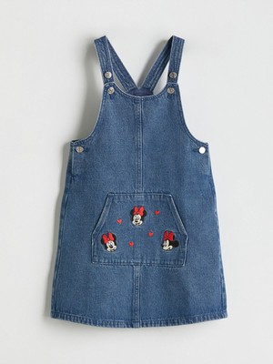 LC Waikiki Peak Yeni Sezon Minnie Mouse Nakışlı Kız Çocuk Jean Salopet ELBISE_8684688002574