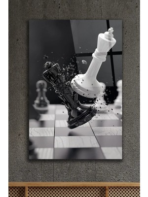 AR AJANS KANVAS TABLO Şah-Mat Satranç Dekoratif Cam Tablo