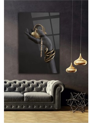 AR AJANS KANVAS TABLO “the Golden Grasp” Altın Kavrayış Tasarım Cam Tablo