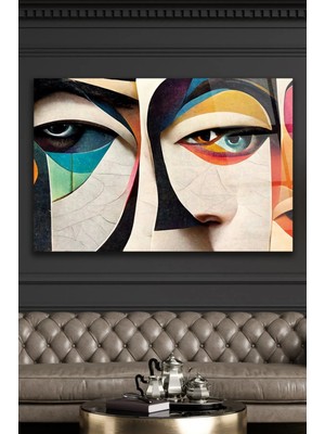 AR AJANS KANVAS TABLO Gözler Soyut Çizim Dekoratif Cam Tablo