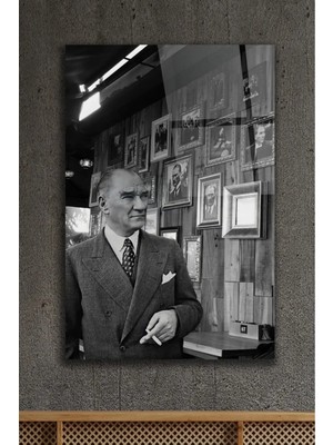 AR AJANS KANVAS TABLO Gazi Mustafa Kemal Atatürk Büyük Önder Dekoratif Cam Tablo