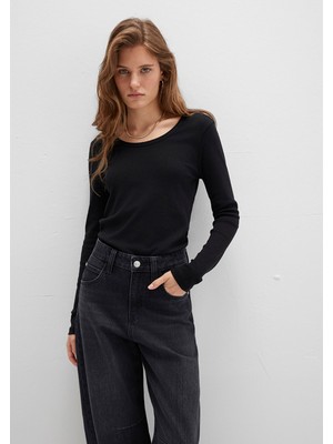 Mavi Uzun Kollu Siyah Basic Tişört 1613323-900