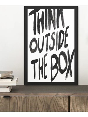 AR AJANS KANVAS TABLO Think Outside The Box Yazılı Çerçeve Görünümlü Tasarım Mdf Tablo