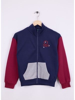 Benetton Nakışlı Kız Çocuk Lacivert - Bordo Sweatshırt 3J68C505D