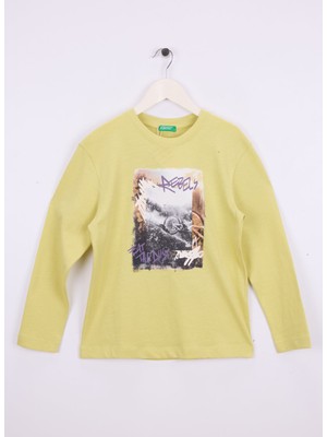 Benetton Baskılı Hardal Erkek Çocuk T-Shirt 3TAMC10PV