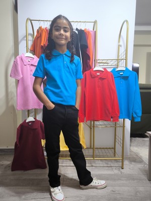 Şimo Butikunisex Çocuk Genç Polo Yaka Kısa Kol Okul Günlük Tişört, Nefes Alabilen Kumaş