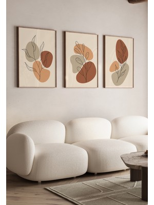 AR AJANS KANVAS TABLO AR AJANS Soyut Yaprak Kompozisyonu MDF Tablo 30 x 40 Modern Tema Renkli Çerçeve Görünümlü