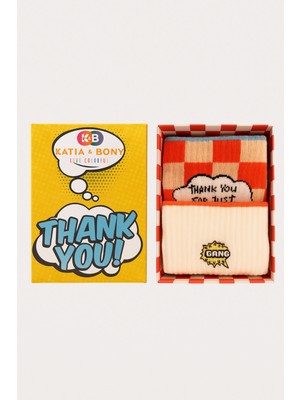 Katia & Bony Unisex 2'li Thank You Kutulu Soket Çorap