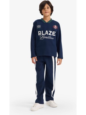 DeFacto 2'li Takım Baskılı Sweatshirt Eşofman Altı Erkek Çocuk G4387A825WN