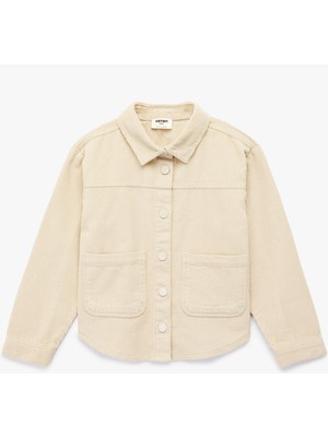 Koton Pamuklu Uzun Kollu Oversize Kadife Gömlek