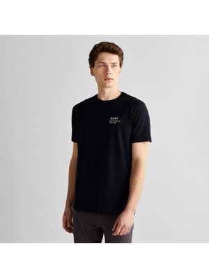 Gant Erkek Siyah Regular Fit Bisiklet Yaka Logolu T-Shirt