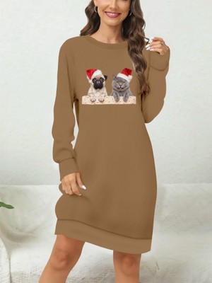 Nnstartshopping  Kadın Uzun Kollu Bisiklet Yaka Desenli Viskon Iki Iplik Bluz