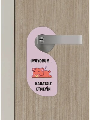 Bemenda Uyuyorum Rahatsız Etmeyin Ayıcık Kapı Askısı Kapı Uyarı Levhası