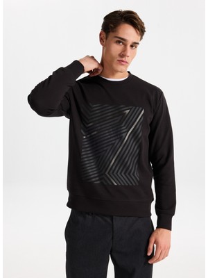 gmg firenze Gmg Fırenze Bisiklet Yaka Siyah Erkek Sweatshırt GU25MFW08031