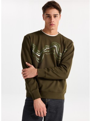 gmg firenze Gmg Fırenze Bisiklet Yaka Haki Erkek Sweatshırt GU25MFW08032