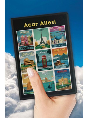 Nurdic Isim Yazılı Pasaport Kılıfı Desenli Pasaport Kabı Kişiye Özel - Avrupa