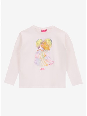 Barbie Baskılı Ekru Kız Çocuk T-Shirt BRB5WG-TST6641