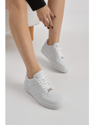 Tonny Black Unisex Beyaz Termo Taban Bağcıklı Günlük Spor Ayakkabı