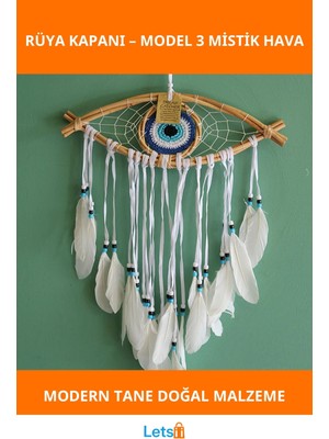 Letsii Göz Tasarımlı Rüya Kapanı Dream Catcher Model 3 Doğal Malzemeden