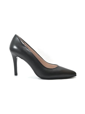 Onlo Ayakkabı 3505 Hakiki Deri Siyah Ince Topuklu Klasik Kadın Stiletto Ayakkabı