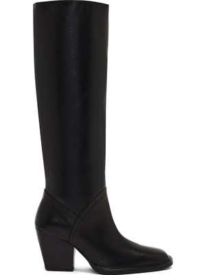 Derimod Kadın Siyah Kalın Topuklu Deri Çizme 25WFD141418