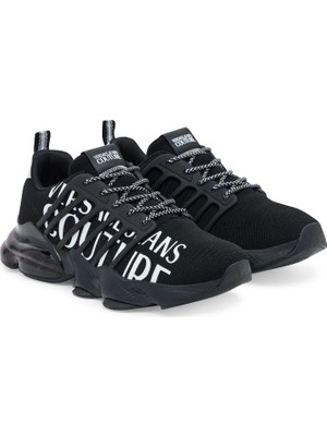 Versace Erkek Nomo Dis. 13 Büyük Yazı Logolu Hava Yastıklı Fileli Sneaker - Siyah