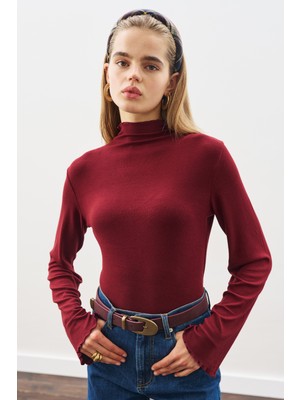 Manuka Balıkçı Yaka Bluz Bordo