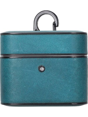 AbbasShop Casquet Apple Airpods 3.nesil Uyumlu Deri Kılıf AA32 Mavi