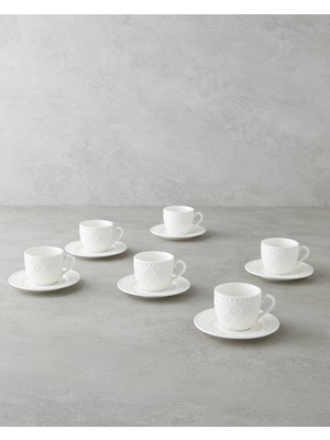 English Home Carmen New Bone China 12 Parça 6 Kişilik Kahve Fincan Takımı 100 ml Beyaz