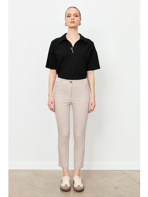 Accort Dar Paça Pamuk Pantolon-Taş