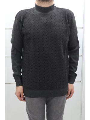Santa Fistan Store Erkek Desenli Spor Kesim Rahat Kalıp Yarım Balıkçı Yaka Kışlık Yünlü Kazak