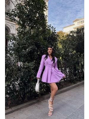 Nnstartshopping  Ceket Elbise Pens Detaylı - Lila