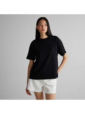 Gant Kadın Siyah Bisiklet Yaka Logolu T-Shirt