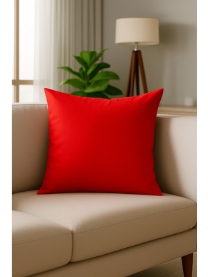 Buem Shop Emberline Keten Dekoratif Kırlent Kılıfı 50X50 cm (Kırmızı - Yeşil)