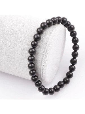 Taşmir Shungite Doğal Taş Bileklik 6 mm Yuvarlak Kesim