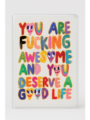 Nurdic Şeffaf Pasaport Kılıfı Kalın Mikron Kart Bölmeli Desenli Pasaport Kabı - Good Life