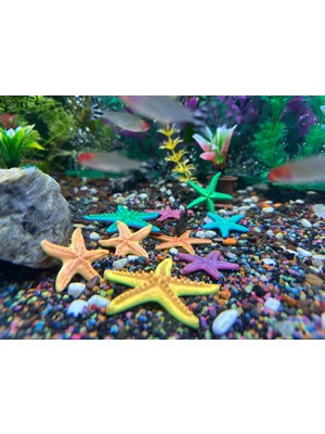 Muyu Craft 9 Parça Deniz Yıldızı Seti Dekoratif Akvaryum Aksesuarı Plastik Renkli