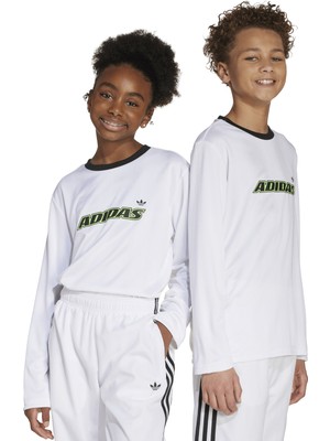 Adidas Baskılı Beyaz Erkek Çocuk T-Shirt JV8662 Ls Tee