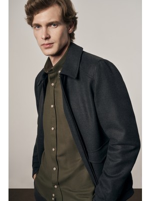 İmza Antrasit Gömlek Yaka Casual Slim Fit Esnek Mont 1007255122