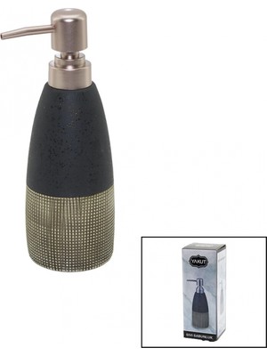 MiraLive Antrasit Gri - Krem Mat Desen Seramik Sıvı Sabunluk (K95)