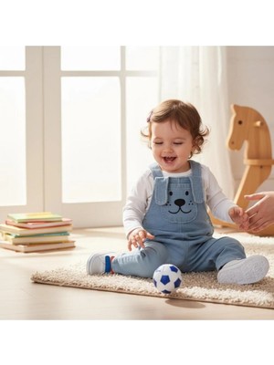 Altıntaş Baby Uzun Kulak Köpekçik Cepli Örme Kot Mevsimlik 2li Salopet Set