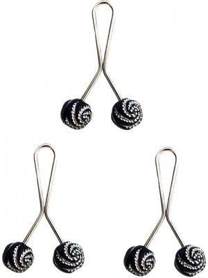 MiraLive 3 Adet Tesettür Eşarp ve Şal Klipsi Siyah Desenli