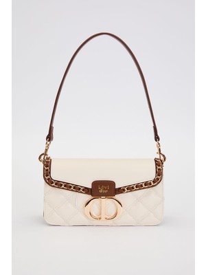 Levidor Krem Çift Askılı Kapitone Omuz Çantası