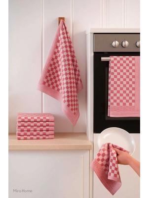 Mira Home 10 Lu Dama Desenli Mutfak Kurulama Bezi 50X70 cm  Kırmızı