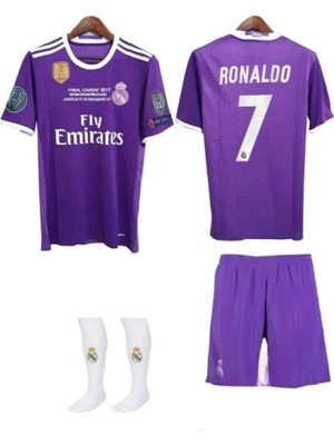 R.madridd 2017 Cardiff Şampiyonlar Ligi Cristiano Ronaldo Çocuk Forması 3'lü Set