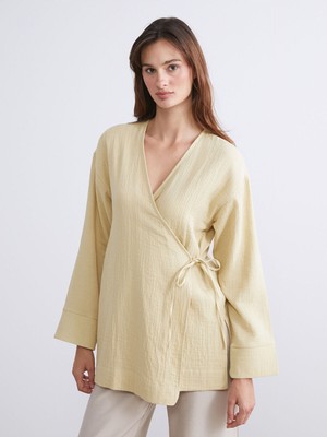 LC Waikiki Vizyon Yeni Sezon Kruvaze Yaka Dokulu Kadın KIMONO_8684690482579