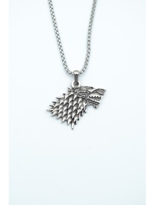 IDR Game Of Thrones Kurt Gümüş Kaplama Örme Zincir Kolye