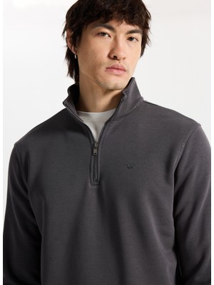 Mustang Fermuarlı Yaka Antrasit Erkek Sweatshırt M5WM-SWT1710