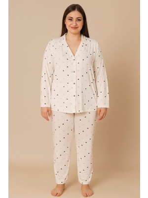 Pemilo Kadın 20702 Büyük Beden Düğmeli Pijama Takımı